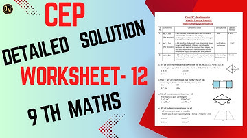 Class 9th Math |12th  Worksheet  Solution CEP | 2024 Competency Enhancement Plan| NAS |PSEB