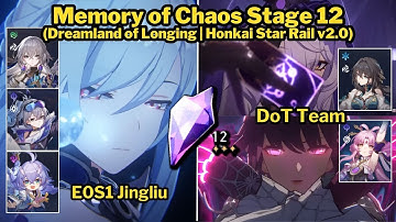 MoC 12 with E0S1 Jingliu & Black Swan + Kafka (DoT Team) Full Stars | Honkai Star Rail v2.0