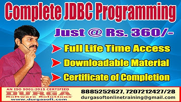 DURGASOFT Complete JDBC Programming Videos Just @ Rs 360/-