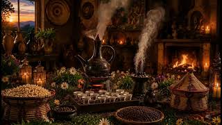Cozy Coffee Ceremony Ambience | Relaxing Incense Smoke & Peaceful Room | 4K