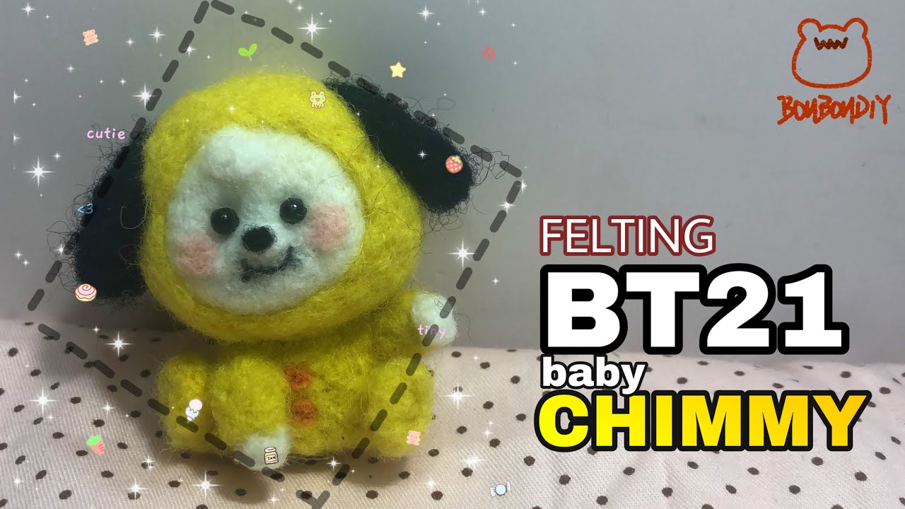 羊毛氈小教室nf Bt21 Baby Chimmy 羊毛氈制作過程 How To Make A Baby Chimmy Of Bt21 With Needle Felting Youtube