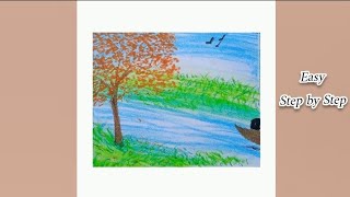 Easy Oil Pastel Drawing||Beautiful Scenery Drawing With Oil Pastel||Easy Step by Step #oilpastel#art