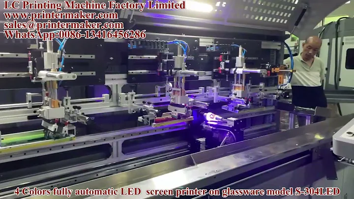 4 Colors fully automatic LED  screen printer on glassware model s-304led