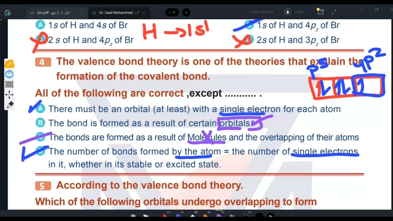 Lesson 2 Covalent Bond Theories H.w - حل واجب الدرس التاني