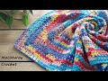 【100均毛糸】簡単、模様編み。カラフルひざ掛け☆かぎ針編み方 編み物☆Crochet Mini Blanket