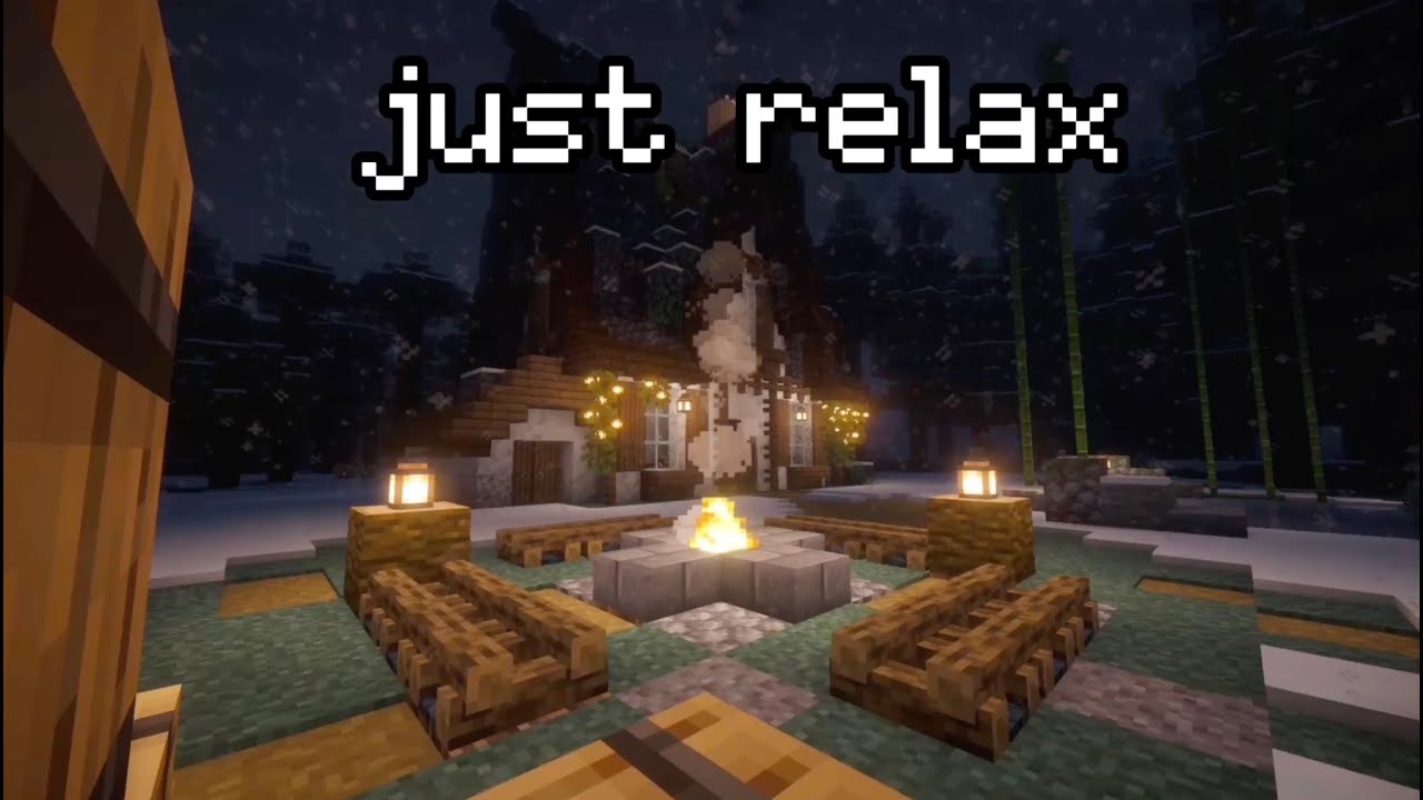 Feel Calm Tonight | Snowy Minecraft Campfire (1 Hour)