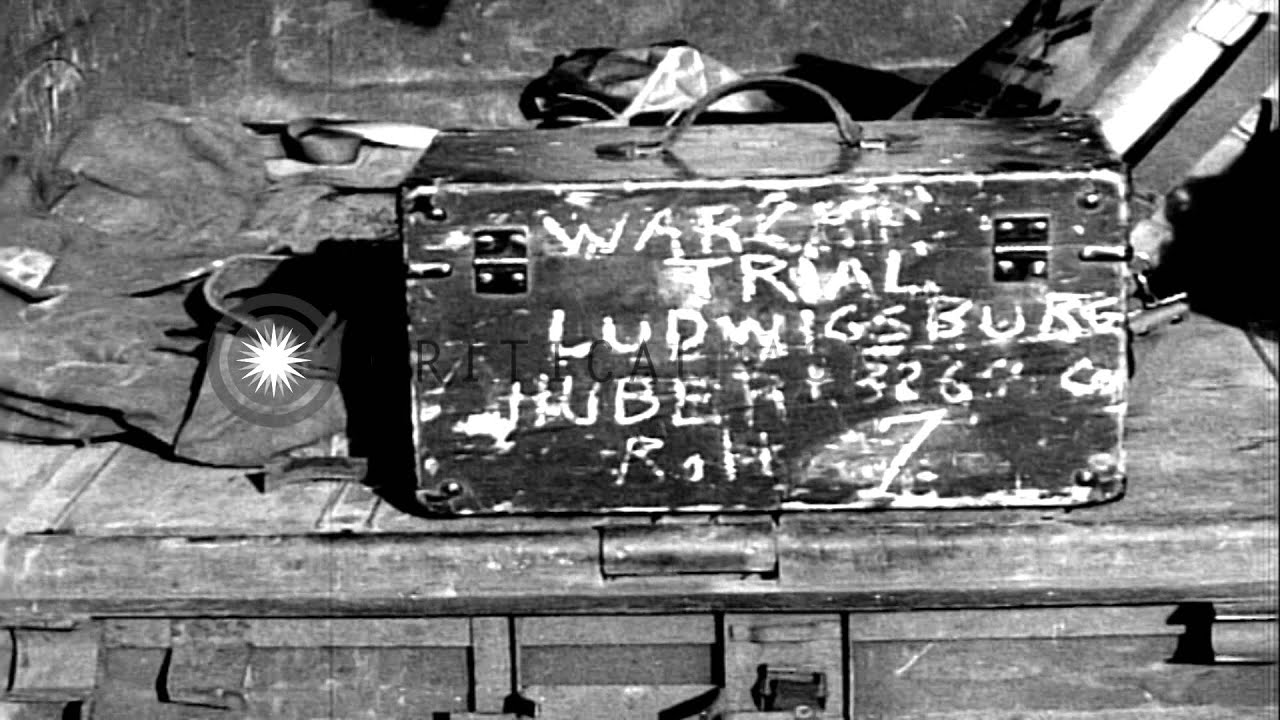 Prosecutor Major Joseph D. Bryan reads a testimony during the World War II war cr...HD Stock Footage