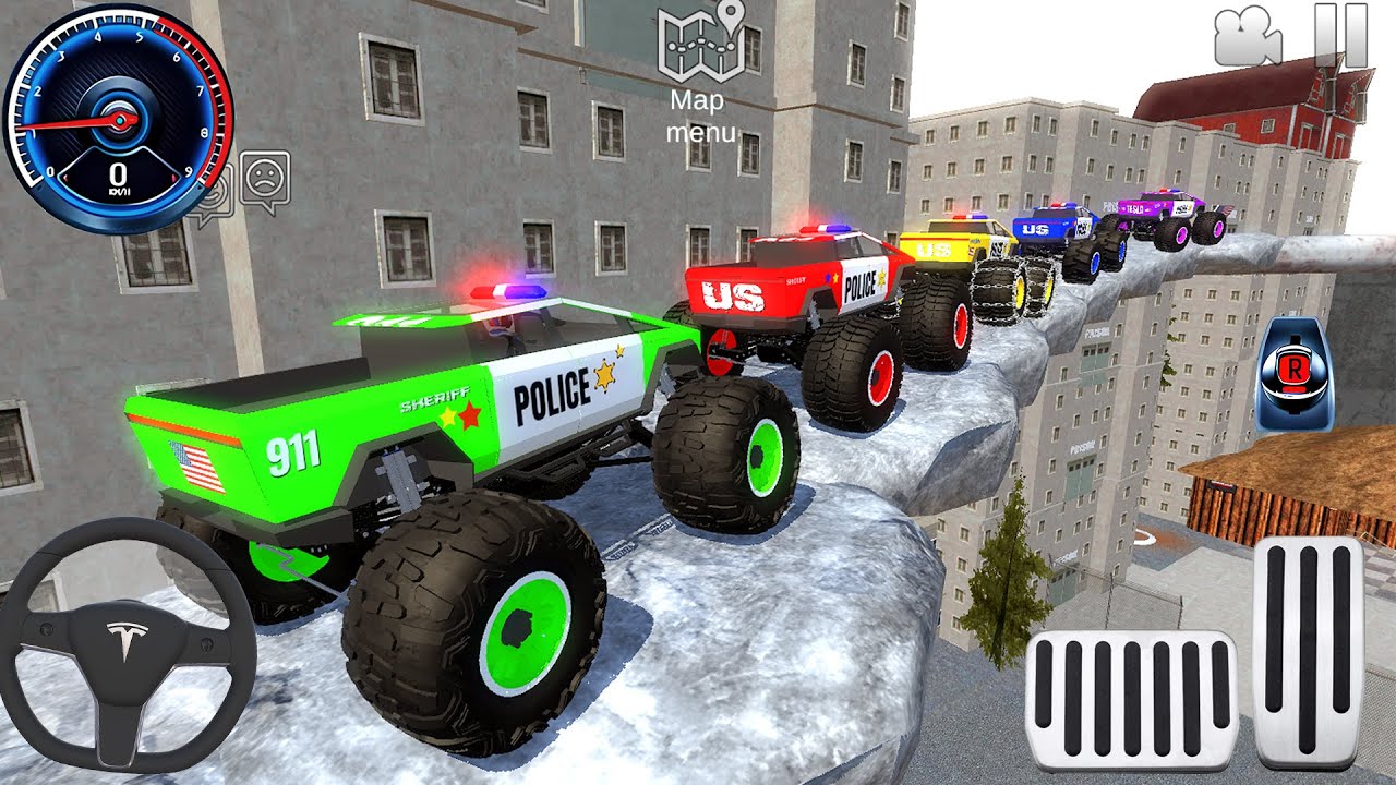 Police Monster Truck Mega Ramp Stunt Driving #1 - US Extreme Car Stunts Racing - Android Gameplay