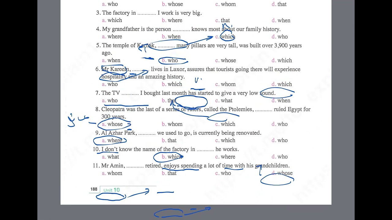Exercises on Relative Clauses/Part (2) Unit(10) 2026/Mr/Mohareb 