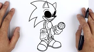 HOW TO DRAW SONIC EXE (Zero Version - Remake) | Friday Night Funkin (FNF) - Easy Drawing