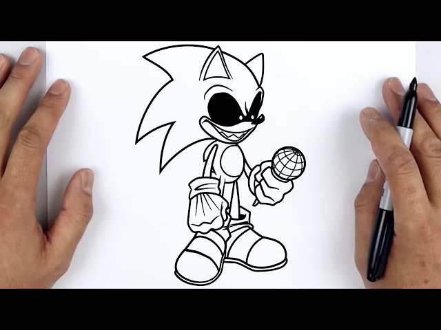 How to draw Majin Sonic (Vs. Sonic.Exe) - SketchOk