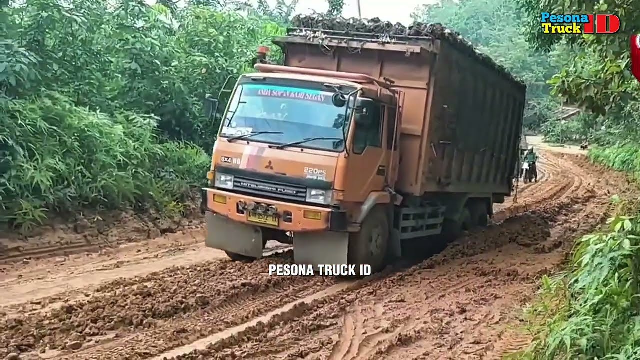 Truk Sawit Tergelincir ‼️ Jalan Jadi Kubangan Lumpur, Sopir Sampai Jalan Nyeker