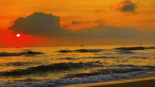 Scarlet Sunset Beach | Peaceful Waves and Quiet Shore