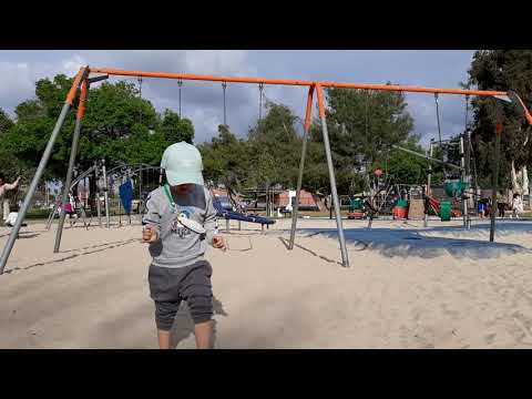 5 years old boy play at the playground