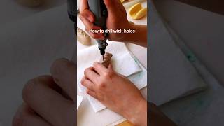 i use jewellery drill to make wick holes for small candle. #candle #candlemaking #aesthetic #diy