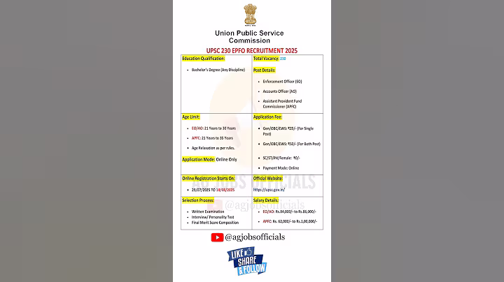 UPSC EPFO Recruitment 2025 - AG Jobs Officials #upsc #upscrecruitment #upscepfo2025