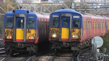 SWR Class 455s-455708 + 455852 & 455730 + 455702 Crossover At Clapham Junction - 13th November 2025
