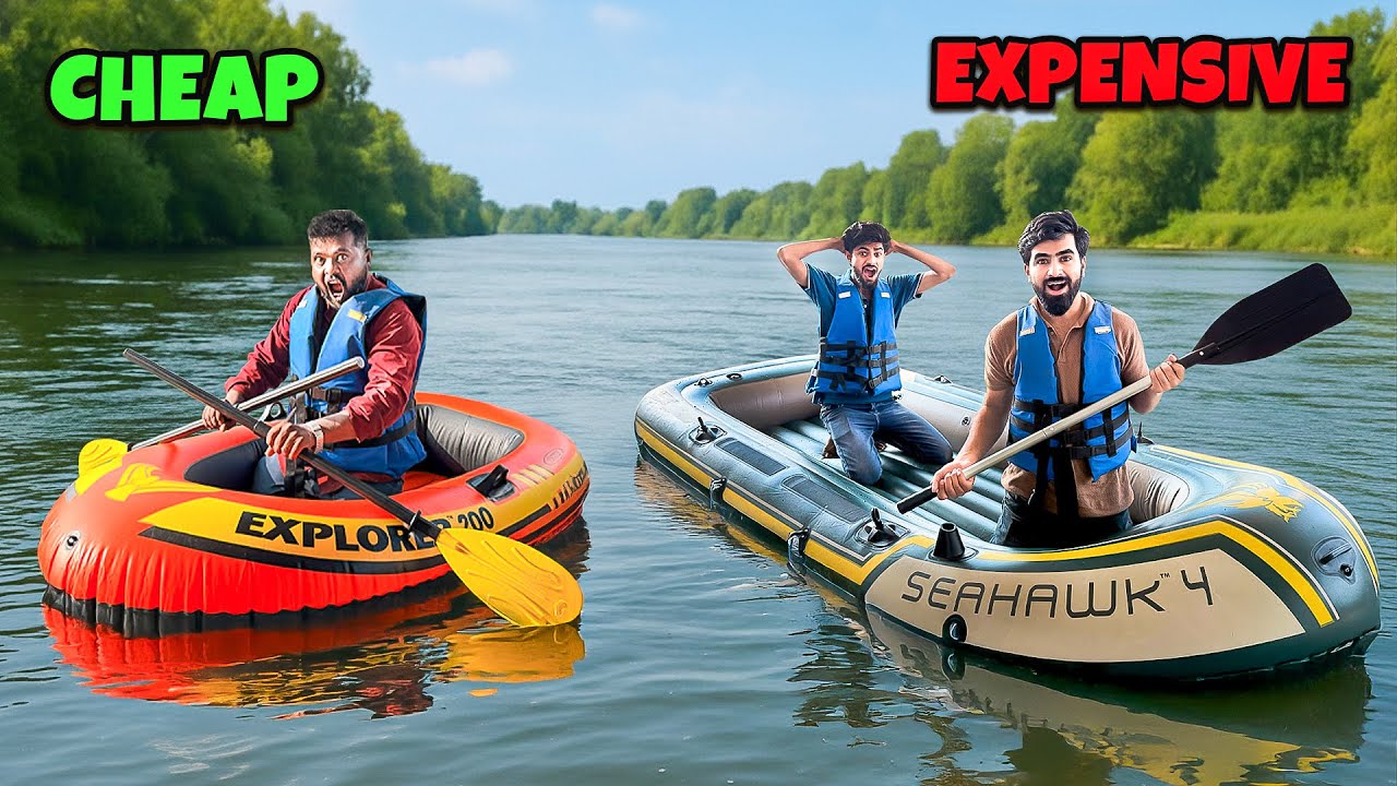 ₹1000 Vs ₹50000 Boat Challenge in River - बोट मे पंचर हो गया ? 😱