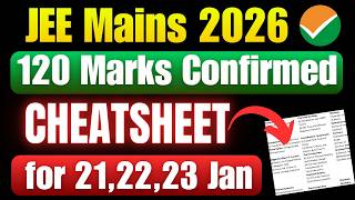 JEE Mains 2026 1st attempt: Cheatsheet for 21-23 Jan Shifts | Most Expected Questions for JEE 2026