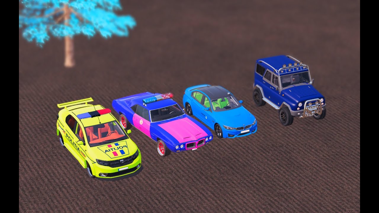 POLICE CARS WITH COLORS   BMW, DACIA, CEVROLET, CITROEN PARKING IN FS22 - FARMING SIMULATOR 22!