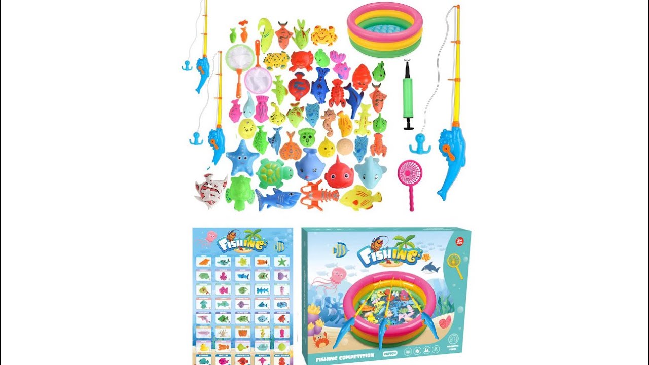 Fishing Toy Game with Water Rainbow Pool for Toddler Kids (Age
