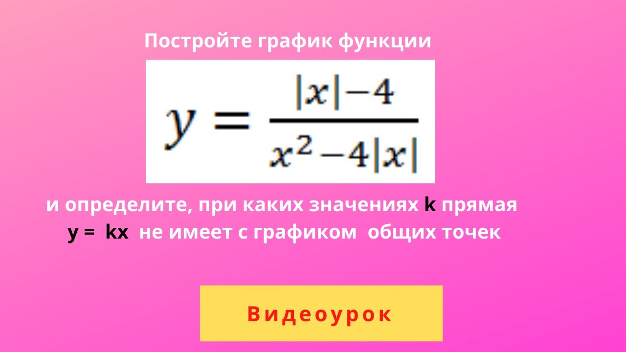 Постройте график и определите при каких значениях K прямая Y Kx не имеет с графиком общих