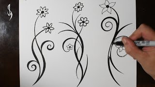 How to Draw Simple Flower Vine Tattoo Designs