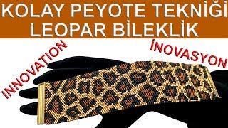 Kolay peyote tekniği leopar desen bileklik 30 boncuk (Easy peyote leopard pattern bracelet 30 beads)