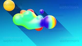 multi-colored balls or bubbles with popular gradient colors and in subsurface glow material fly in
