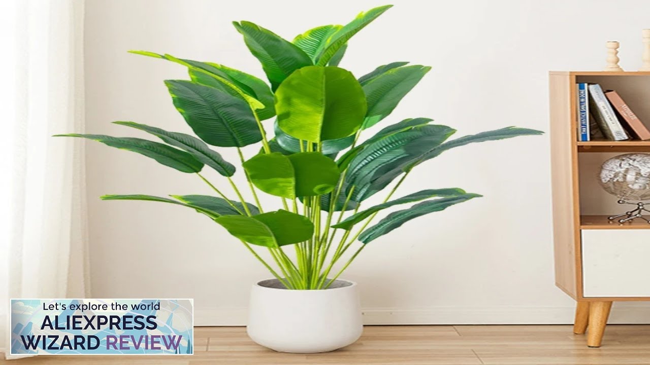 88cm 24Leaves Large Tropical Palm Tree Fake Banana Plants Leaves Real Touch Review