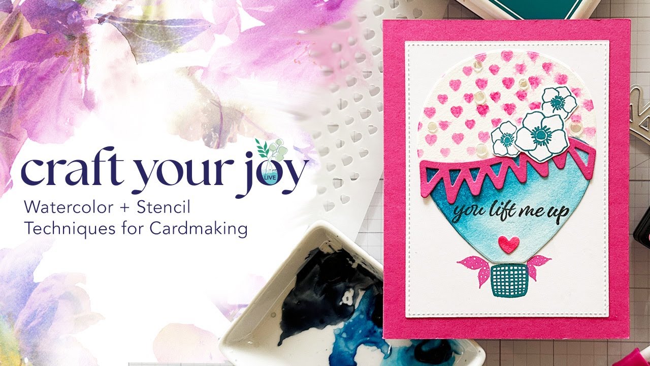 Live Replay: Watercolor + Stencil Techniques for Cardmaking - YouTube