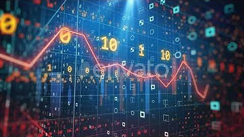 Digital 3d World Made of 0 and 1 Machine Code, Performance Graph Inside Computer | Motion Graphics
