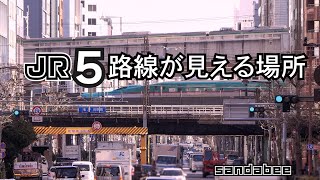 JR5路線が見える場所。A place where we can see trains on 5 lines.
