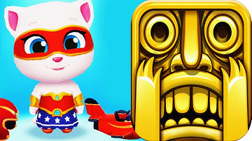 Temple Run 2 VS My Talking cat TOM Gold Run Super Angela - funny gameplay 2017