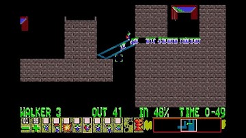 Custom Lemmings Level - In Need Of Scenery by tseug (solution uses pause for time glitch)