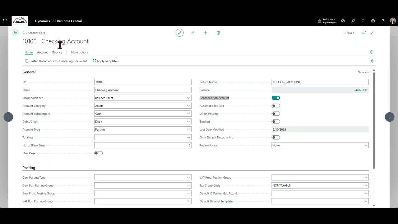 Reconciliation Account in Microsoft Dynamics 365 Business Central