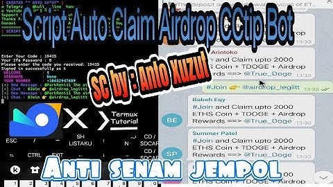 Script Termux Auto Claim Airdrop CCtip Bot Group Free / Auto Reply message CCtip Bot By : Xuzut