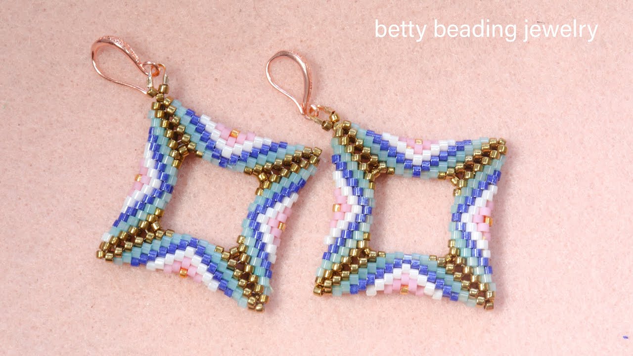 Square beade earring with beautiful design elegant and easy tutorials