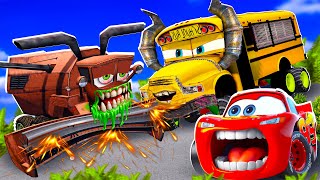 Big & Small:McQueen and Miss Fritter VS FRANK mega ZOMBIE slime cars in BeamNG.drive