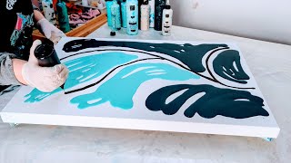 BLUES BLOWOUT 🩵 LOVING the COMPOSITION! Acrylic Pour Painting