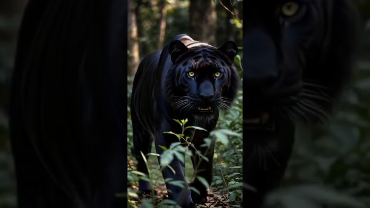 Black panther in the forest 