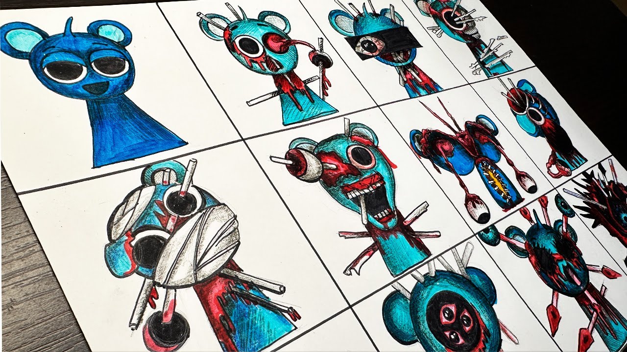 Drawing Incredibox Sprunki : Phase 1 to Phase 12 (Sky) Sprunki Mix ...