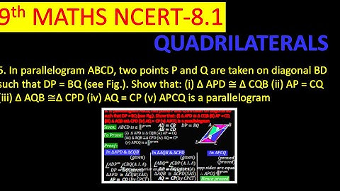5. In parallelogram ABCD, two points P and Q are taken on diagonal BD such that DP = BQ (see Fig.).