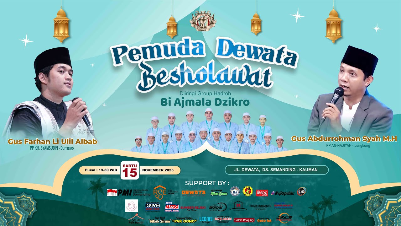 🔴 Live Pemuda Dewata Bersholawat Bersama Gus Ulil  Dan Gus Abdurroham Syam || Semanding 15 Nov 2025