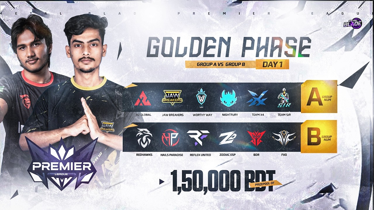 [🔴LIVE] PREMIER LEAGUE S4 ||GOLDEN PHASE || GROUP AvB || DAY 1||1.5 LAC BDT @KUTTUSH-u5r @JB.FREAK22