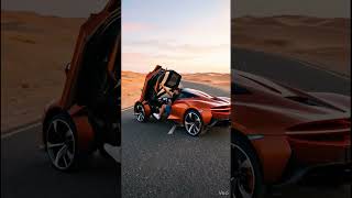 🚕 Burnt orange McLaren — 📍 Desert highway at dawn