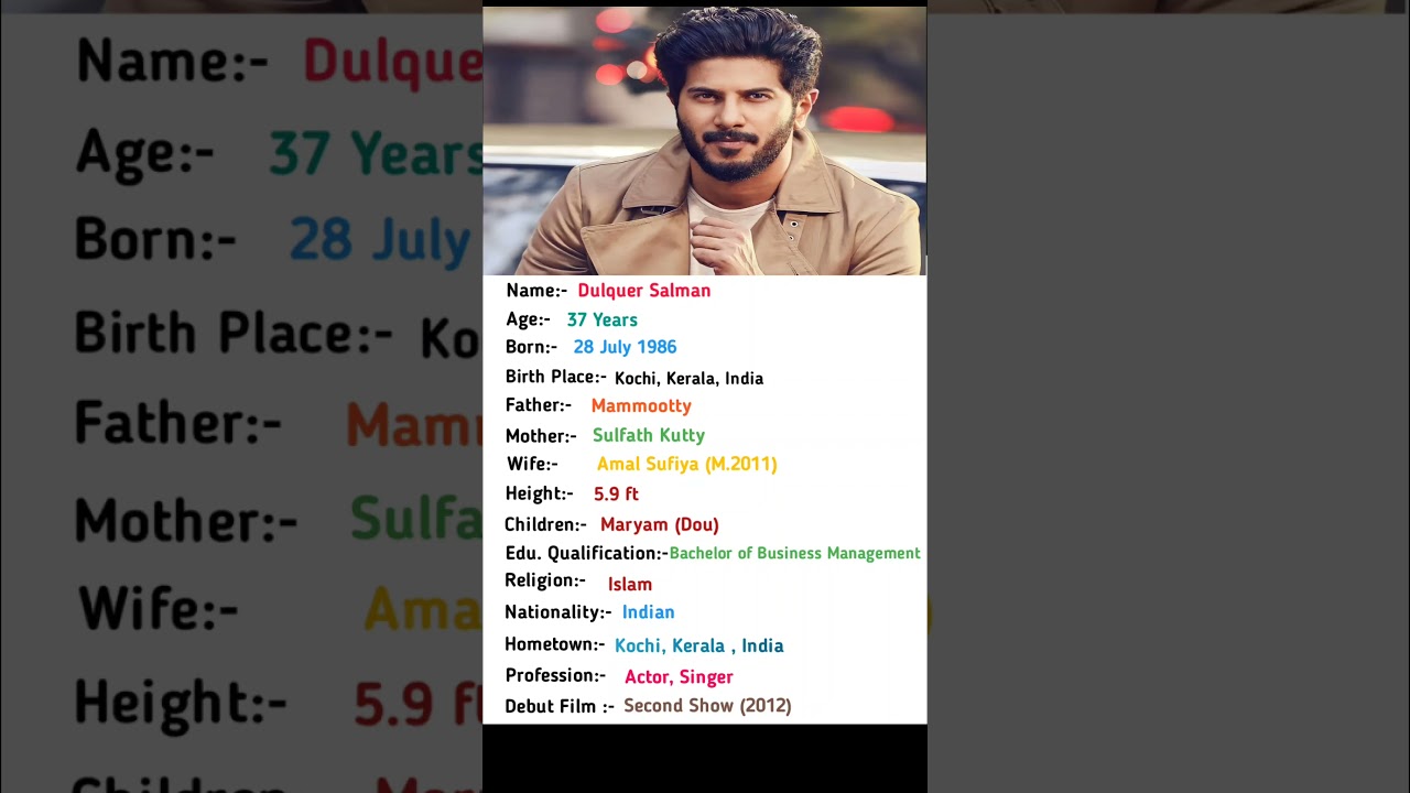 South Indian Actor Dulquer Salman Biography 