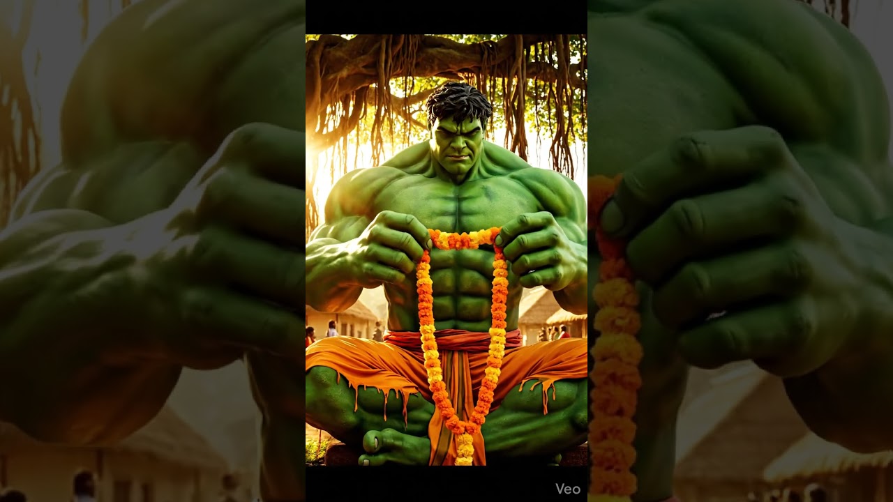 Hulk in the Indian land doing yoga 