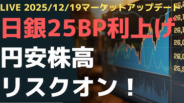 LIVE 2025/12/19マーケットアップデート　日銀25bp利上げ　円安株高リスクオン！