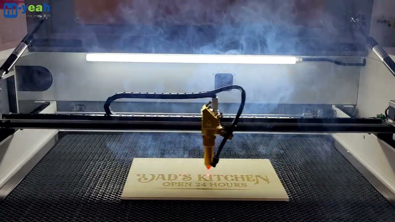 HL 570 60W CO2 Laser Engraving Machine Basswood Plywood Engraving YouTube